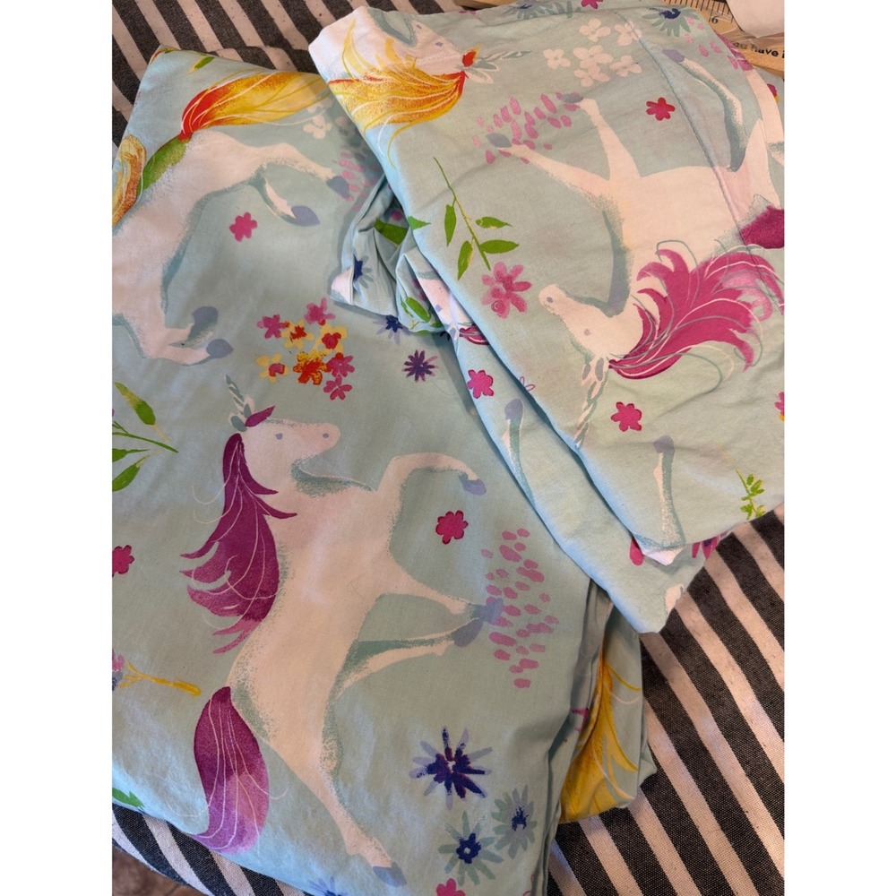 Company Kids Full Unicorn Floral Print duvet Magical Fantasy 2 pillow cases